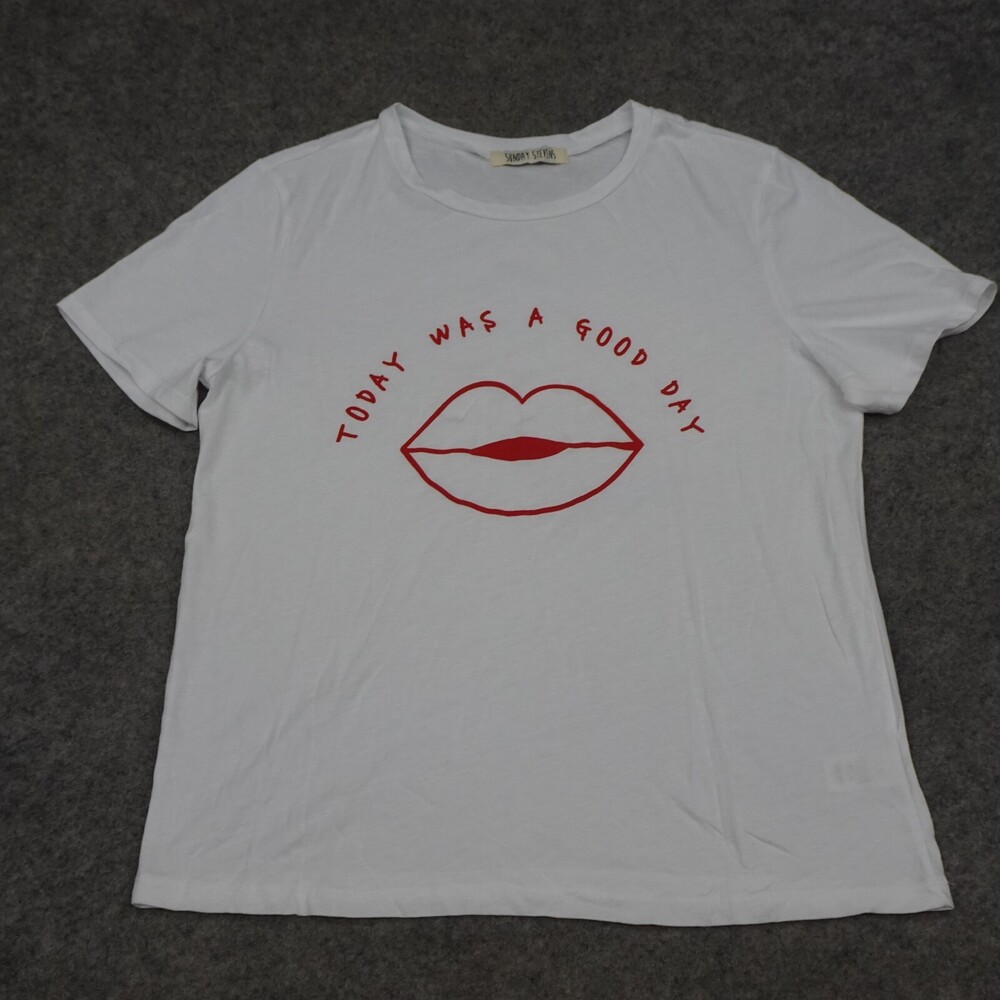 Sunday Stevens Shirt Womens Large L White Short Sleeve Tee Today Was A Good Day